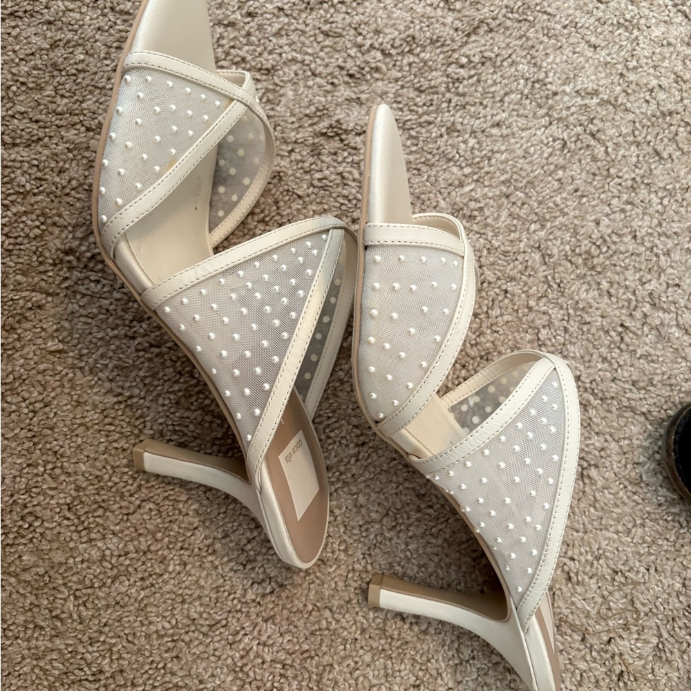 Dolce Vita Cream Heels with Pearl Accents